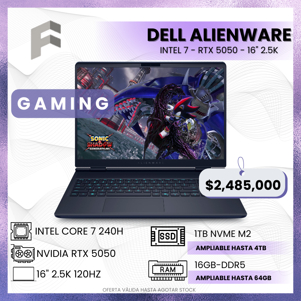 Dell Alienware 16X Aurora Core 7 240H RTX 5050 16” WQXGA 120Hz