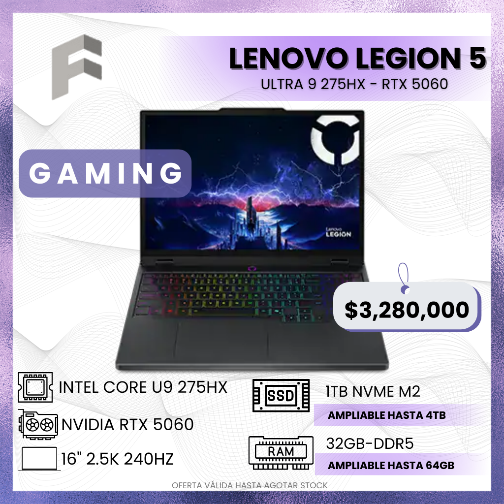 Lenovo Legion 5 16IAX10 Core Ultra 9 275HX RTX 5060 16” 240Hz