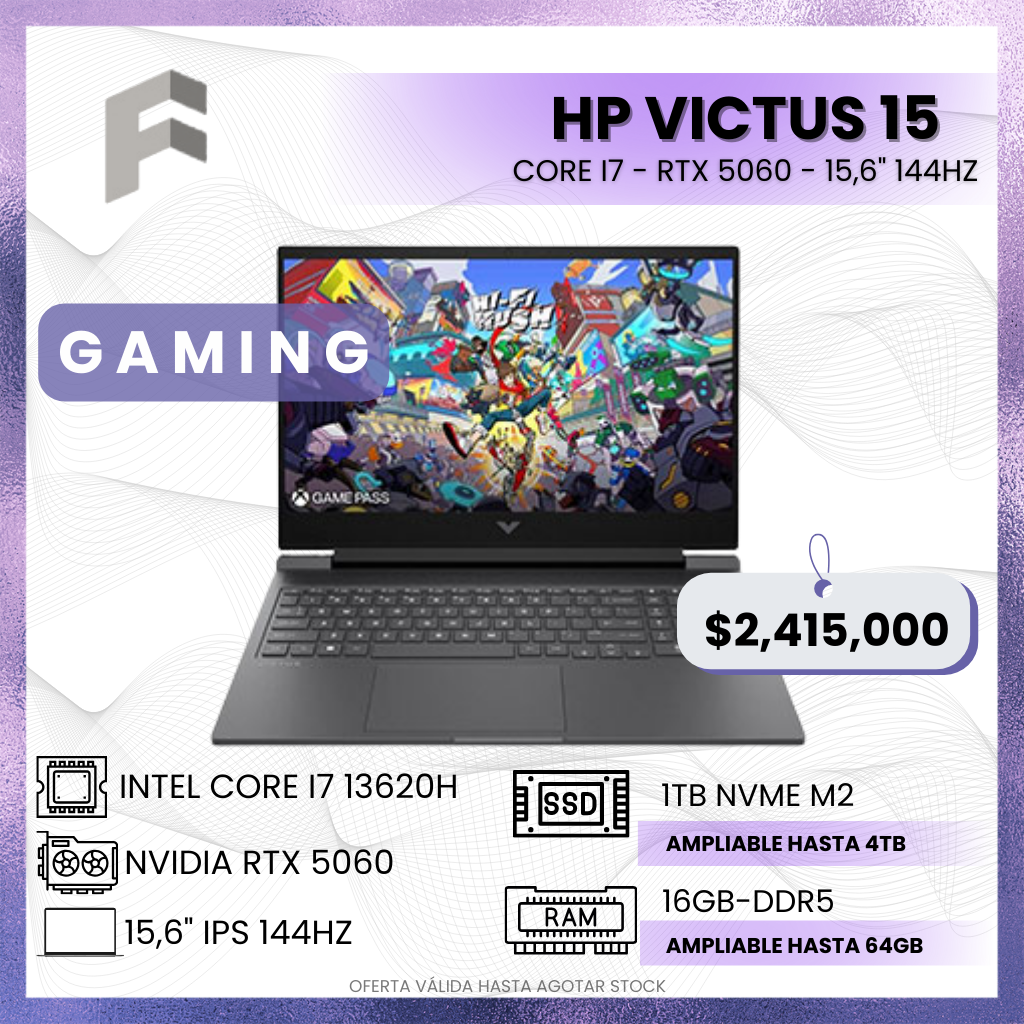 HP Victus 15 FA2093 Core i7 13620H RTX 5060 15.6” FHD 144Hz